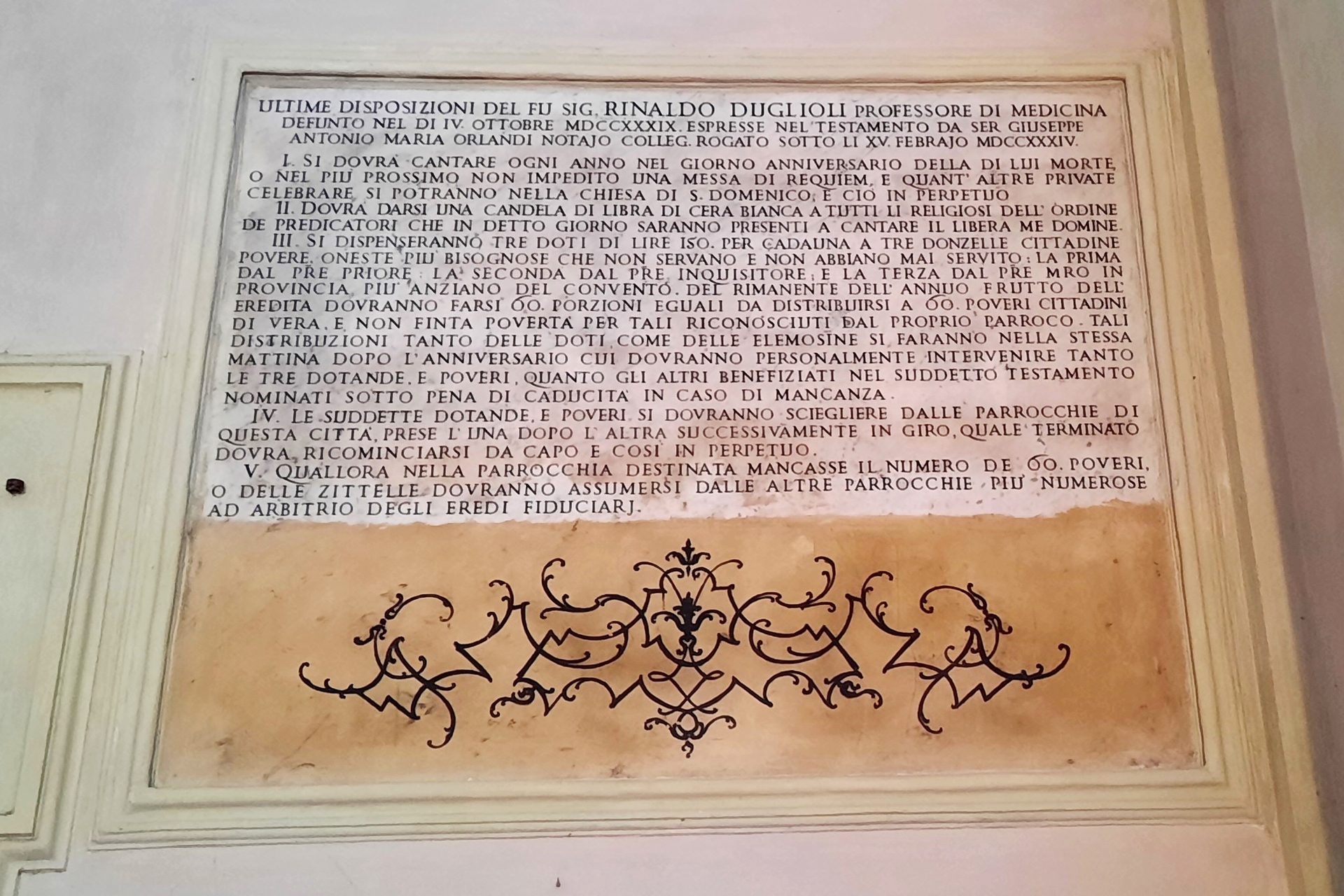 Rinaldo Duglioli's memorial tablet, Basilica di San Domenico, Bologna - 02.jpg